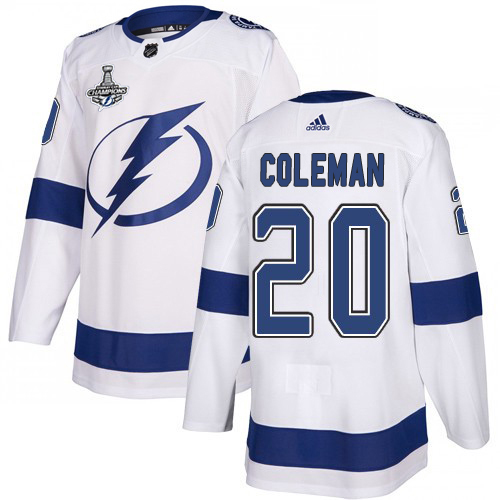 Adidas Tampa Bay Lightning 20 Blake Coleman White Road Authentic Youth 2020 Stanley Cup Champions Stitched NHL Jersey